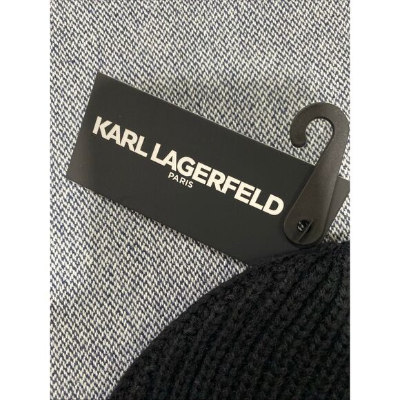 KARL LAGERFELD PARISRibbed Wool Blend Beanie - Picture 4 of 6